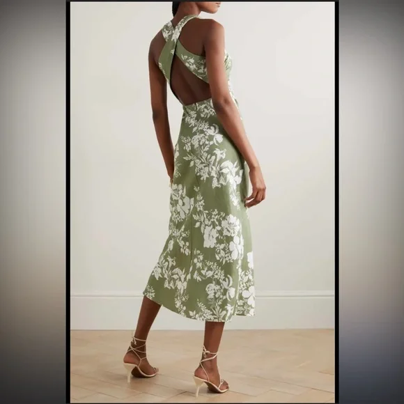 Reformation Floral Linen Casette Dress Women’s 2 - Picture 2 of 10